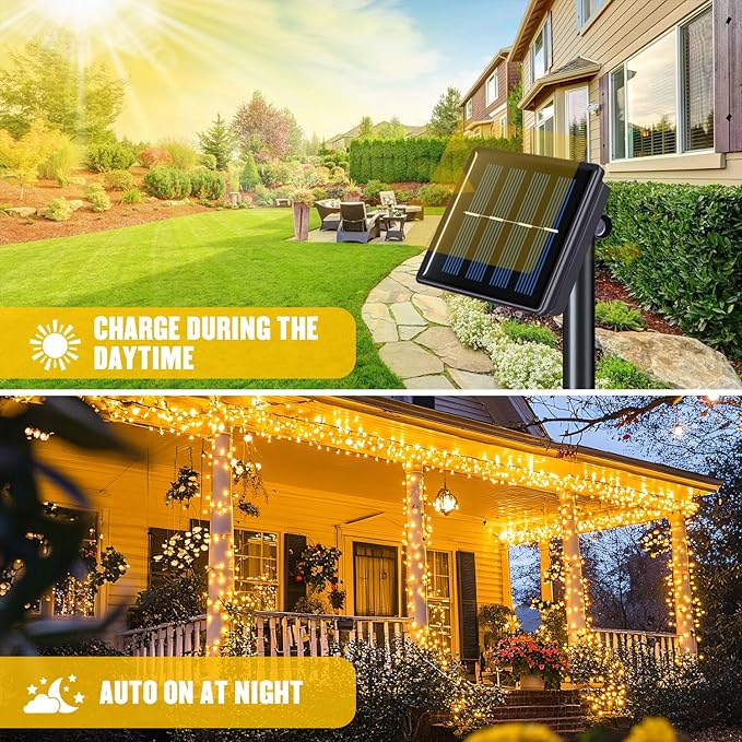JMEXSUSS 2 Pack Solar String Lights Outdoor Waterproof, Each 33 FT 100 LED Solar Tree Lights Outdoor for Outside Tree Christmas Garden Patio Decor(Warm White)