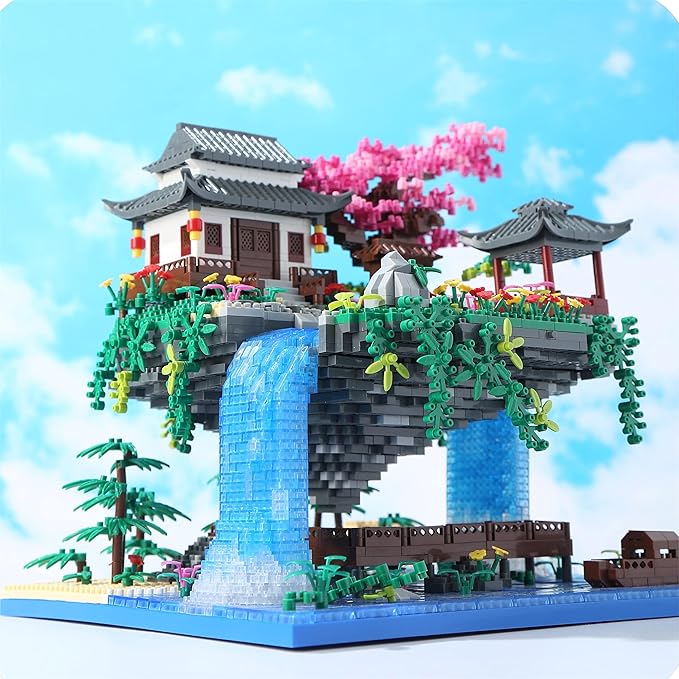 Cherry Blossom Tree Building Set with Gift Box, Original Music Cherry Blossom Tree House(Type :Symphony), Japanese Sakura Tree House Lights Building Kit3320 Pcs, Cherry Bonsai Building Set.