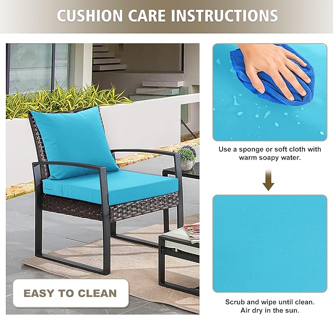 Outdoor Cushions for Patio Furniture, Waterproof Outdoor Chair Cushion w/Fade-Resistant, Removable & Machine-Washable Cover, 22x22 Inch, Deep Seat Sofa/Couch Pad Replacement – Set of 4, Teal