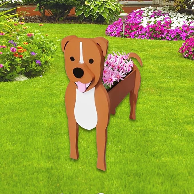 Staffordshire Bull Dog Planter Plant Pots,Cute Garden Dog Flower Planter,Dog Planters Birthday Gifts for Women,Office,Indoor/Outdoor Decor(9.45in*5.79 * 13.39in)