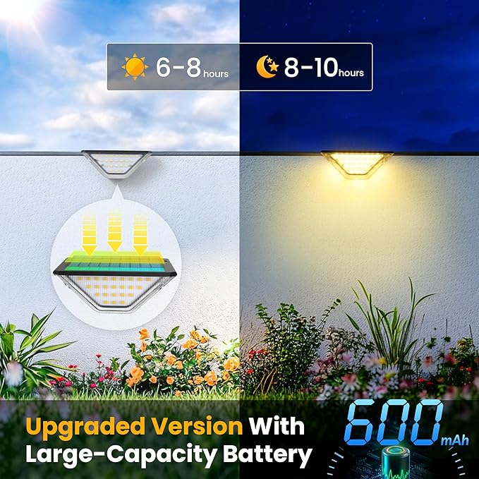 SOLPEX Solar Step Lights Outdoor,Solar Deck Lights for Outside,Two-Sided Stair Lights with 33 LEDs,Waterproof IP65 for Garden,Fence,Deck,Steps,Stair,Porch(2 Pack,Warm White)