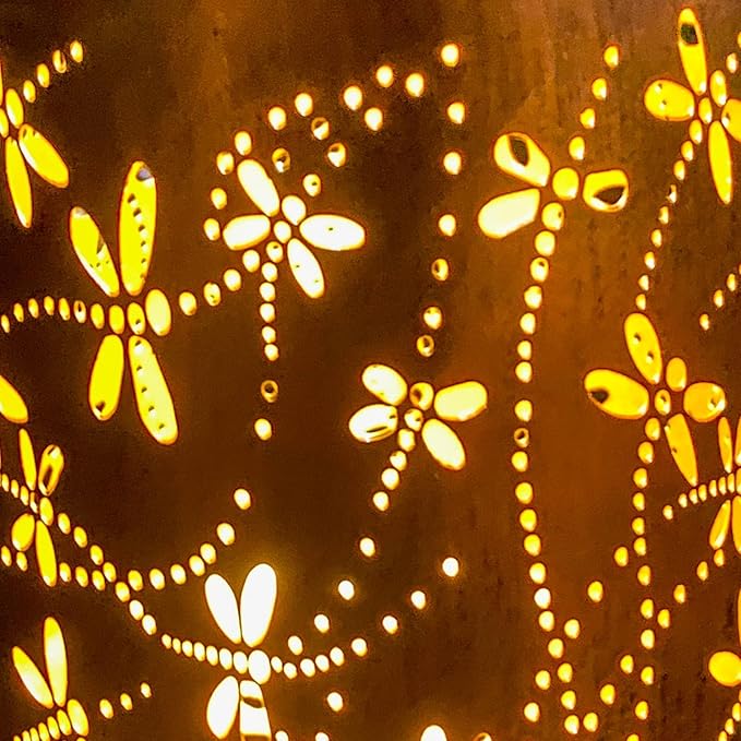 Mothers Day Gifts, Dragonfly Solar Lanterns Outdoor Hanging, Hollowed-Out Metal Waterproof LED Garden Decor Light for Patio Yard Pathway Lawn Front Porch Tree, Birthday Gifts for Women Mom Grandma