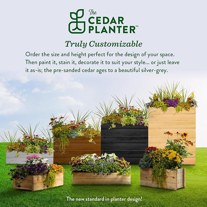 Greenes Fence Cedar Wood Planter Box with Rail Mount Brackets, 46" x 11" x 7" - Made in USA with North American Cedar