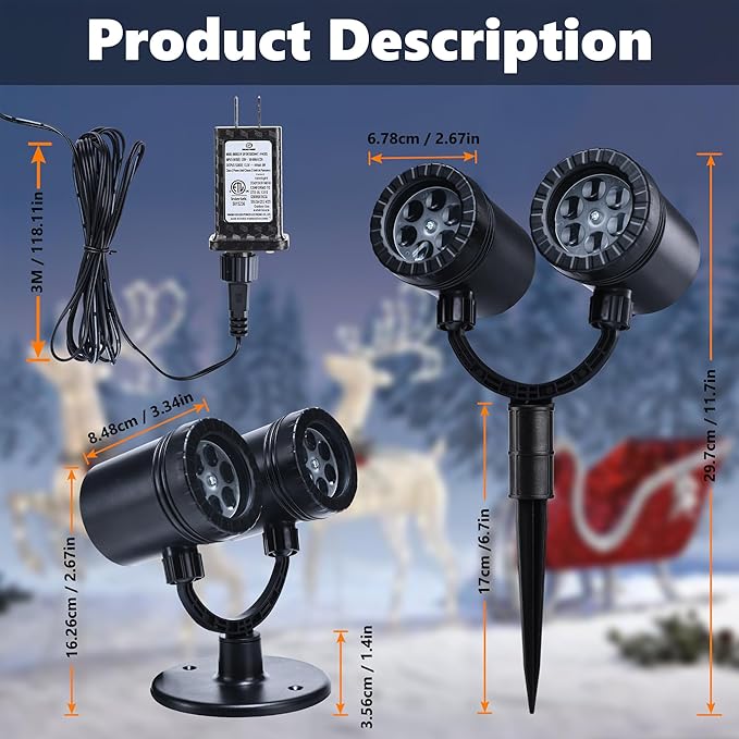 Christmas Lights Projector, Christmas Decorations Lighting Projector, with Timer Dynamic Led Xmas Tree Santa Claus Jingle Bells Lights, for New Year Party Garden Wall Outdoor Indoor Holiday Decor