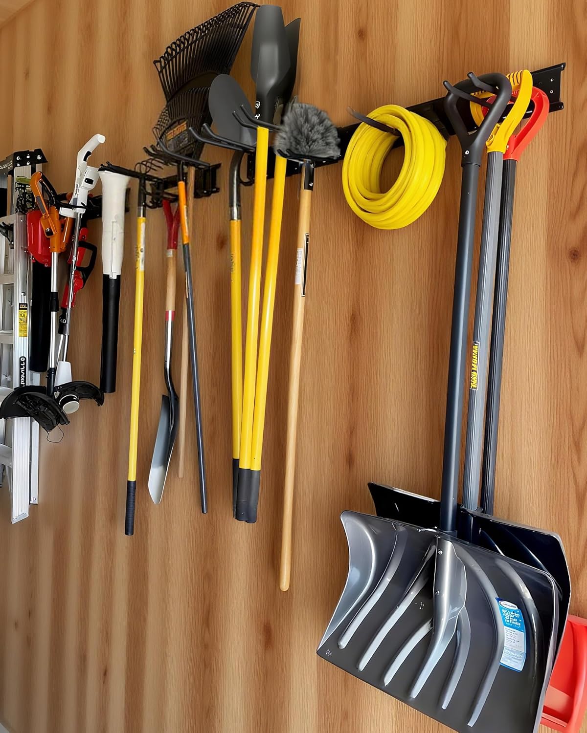 64 inches Garage Tool Organizer Wall Mount, Heavy Duty Garden Tool Organizer Rack, Hanging Storage Organization Racks Holder with 10 Hooks, for Lawn Tools, Shovel, Shed