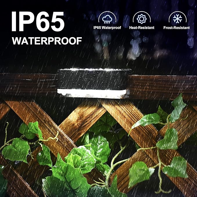 SOLPEX Solar Fence Lights, 6 LEDs Solar Lights Outdoor Waterproof Solar Powered for Deck, Stair, Front Porch, Balcony, Walkway, Garden, Yard, Patio, Pool Decor, IP65 Waterproof (12 Pack, Cold White)