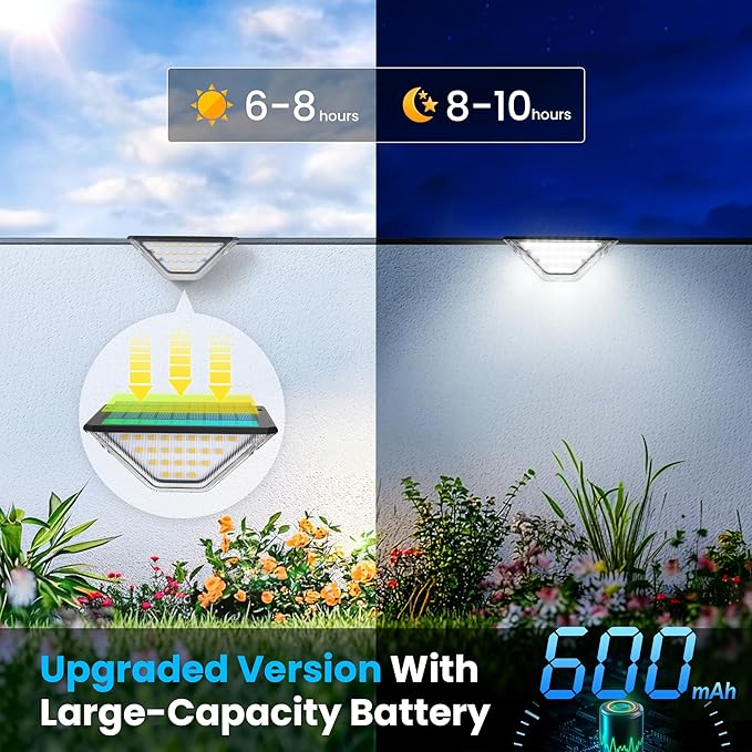 SOLPEX Solar Step Lights Outdoor,Solar Stair Light for Outside,Two-Sided Deck Lights with 33 LEDs,Waterproof IP65 for Garden,Fence,Deck,Steps,Stair,Porch(6 Pack,Cold White)