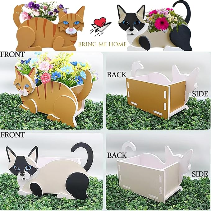 Yellow Cat Planter Plant Pots,Cute Garden Cat Flower Planter,Cat Planters Birthday Gifts for Women,Office,Indoor/Outdoor Decor(12.5 * 5.6 * 7.8in)