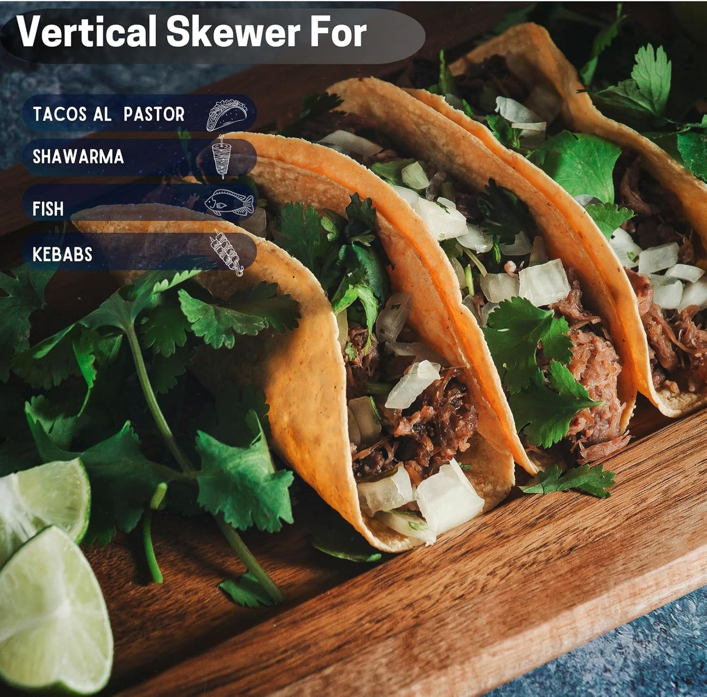 Al Pastor Skewer for Grill, Stainless Steel Vertical Gyro Plate for Oven, Rotate, Spit Stand, with Brushes, 3 Removable Spikes 8/10/12 BBQ Dishes Shawarma Stand, Kebabs Smoker, Tacos.