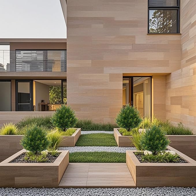 Artificial Topiary Ball Tree 19''T Faux Little Bush Ball Tree UV Resistant Shrub Potted Artificial Plant for Outdoor Indoor Front Porch Garden