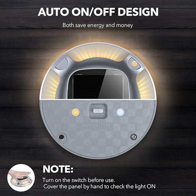 AGPTEK Solar Driveway Lights Outdoor 24 Pack, 2 Color Modes LED Deck Dock Marine Waterproof Driveway Marker Lights for Step Sidewalk Stair Garden Pathway Walkway Yard (Warm White/Cool White)