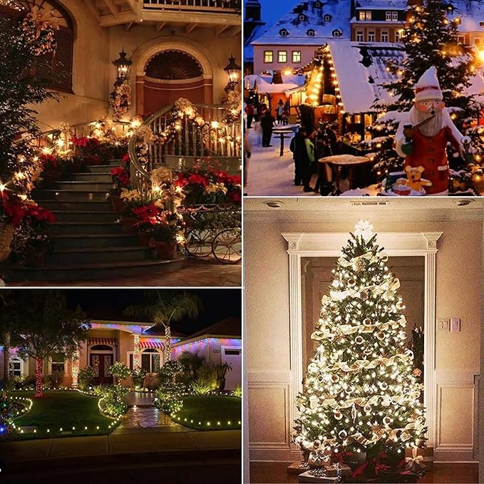 Vintage C9 LED Christmas Lights Outdoor Warm White, 50 Feet C9 String Lights for Christmas Tree Roofline Holiday Party Indoor Outdoor Garden Patio Backyard Cafe Xmas Decoration, Green Wire