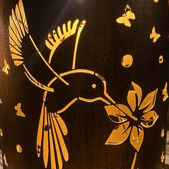 4 Packs Solar Lanterns Outdoor Hanging Lantern Lights, 4 Hummingbird Hollowed-Out Metal Decor Lantern, Waterproof LED Decorative Garden Light Gifts