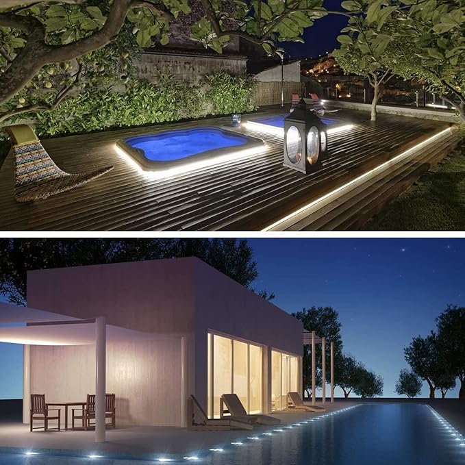 50ft 360 LED Rope Lights Outdoor, Connectable and Flexible Tube Lights with 8 Modes, Waterproof Indoor Outdoor LED Rope Lighting for Deck, Garden, Pool, Patio, Indoor Outdoor Decorations (White)