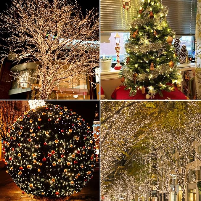 Solar String Lights Outdoor,100FT 300 LEDs Solar Fairy Lights,Waterproof Solar Light for Outside 8 Modes Button Controlled for Patio Gardens Backyard Tree Wedding Christmas,Warm White