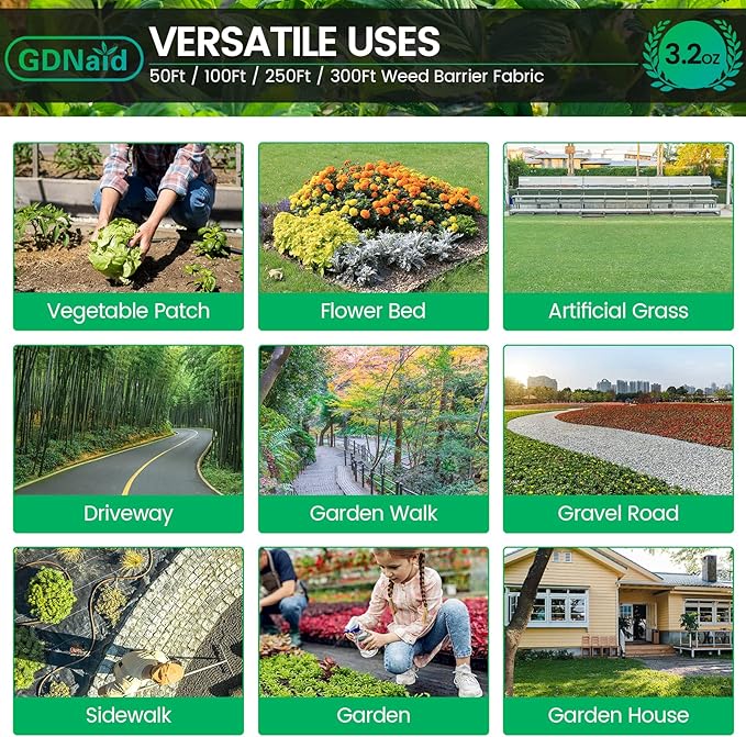 Weed Barrier Fabric 5ftx100ft Landscape Fabric, 3.2oz Weed Barrier Fabric Weed Fabric, Garden Landscaping Fabric