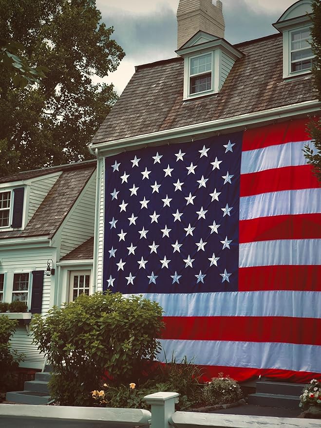 American Flag 15x25 Outside, US Flags for Outdoor Indoor, Heavy Duty Durable, Deluxe Embroidered Stars, Brass Grommets, Sewn Stripes, Vivid Color, Fade Resistant and waterproof