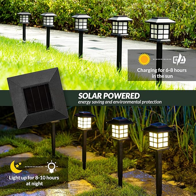 SOLPEX Solar Outdoor Lights,12 Pack Solar Path Lights, Solar Walkway Lights Outdoor, Solar Garden Lights, Solar Pathway Lights Outdoor Waterproof for Garden, Yard, Landscape and Driveway(Warm White)