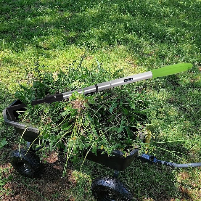 Adjustable Crack Weeder with 42.1IN Long Handle, L-Shaped Blade Serrated Edges for Digging Roots,Cutting Weeds,Removing Moss Between Driveway and Sidewalk Cracks