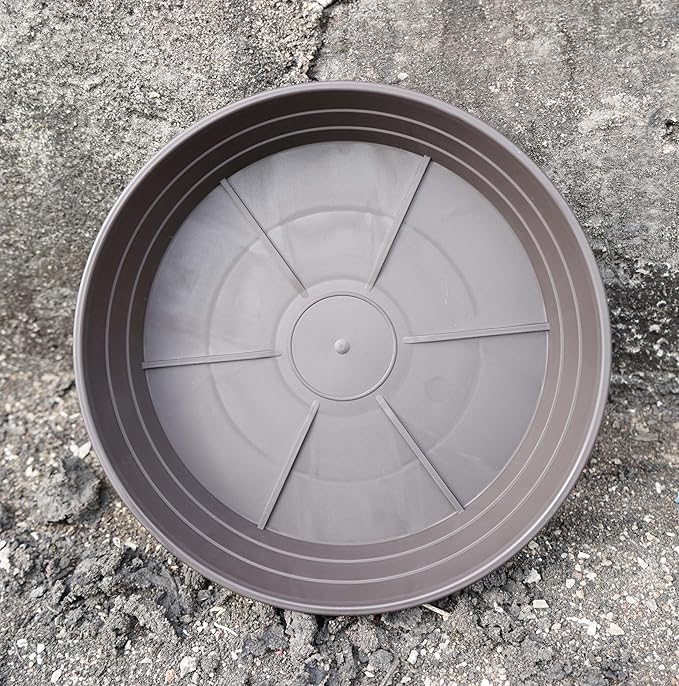 Plant Saucer 8 Inch 4 Pack 6 8 10 12 14 16 18 20 25, Plastic Plant Trays for Pots,Extra-Deep Plant Water Dray Tray, Bird Bath Bowl, Heavy Flower Plant saucers Indoors and Outdoor No Holes 8in-4 brown