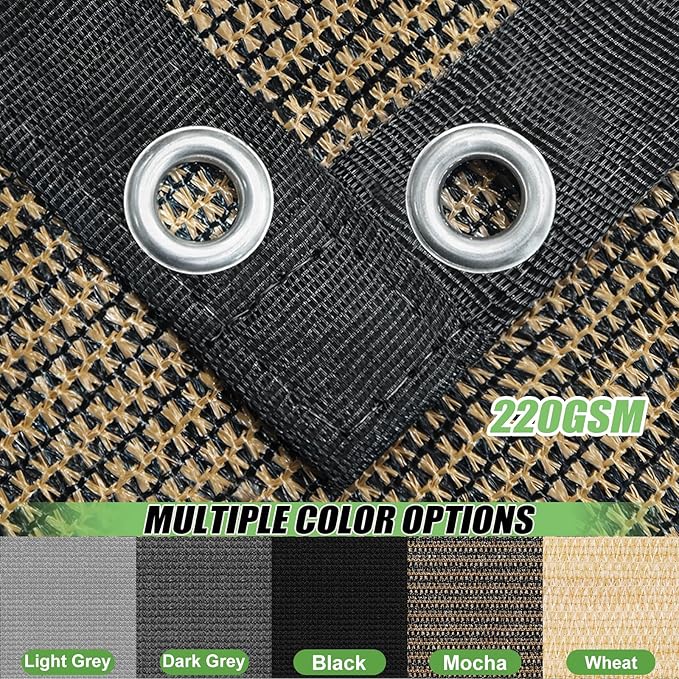 Outdoor 90% Sun Shade Cloth with Grommets, 10 X 21 FT Pergola Shade Cover for Garden Patio Carport Kennel Swimming Pool, Mocha (We Make Custom Size)