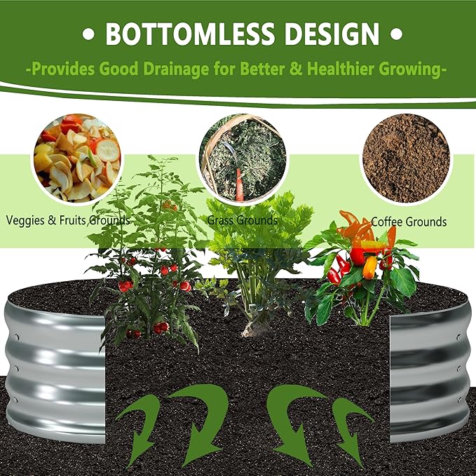 6x3x1ft(2 Pack) Oval Galvanized Raised Garden Bed,Outdoor Planter Box Metal Patio Kit Planting Bed for Vegetables Flowers and Succulents