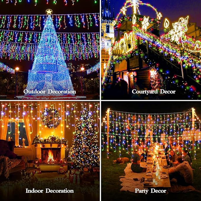 49FT 480LED Christmas Lights Decorations Waterproof 8 Modes Christmas Lights Outdoor with Memory and Timer Fairy Lights Plug-in Christmas String Lights for Holiday Party Wedding Home Roof