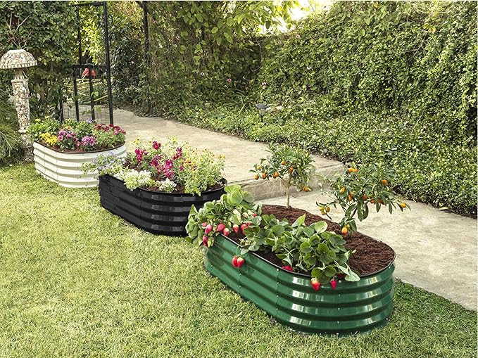 Galvanized Raised Garden Beds Outdoor // 4×2×1 ft (2-Pack) Planter Raised Beds for Gardening, Vegetables, Flowers // Large Metal Garden Box // Patented Tool-Free Design (Black)