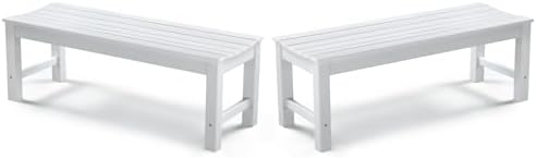 Stoog Outdoor Bench Set of 2, 2-Person Backless Outdoor Benches Weatherproof by Stoog