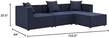 Modway EEI-4380-NAV Saybrook Patio Upholstered 4-Piece Sectional Sofa in Navy - Image 2