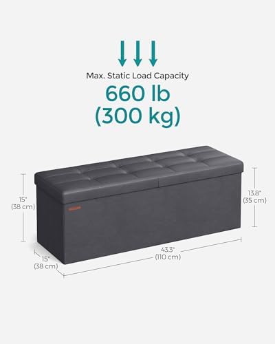 SONGMICS 43.3 Inches Folding Storage Ottoman Bench - Image 3