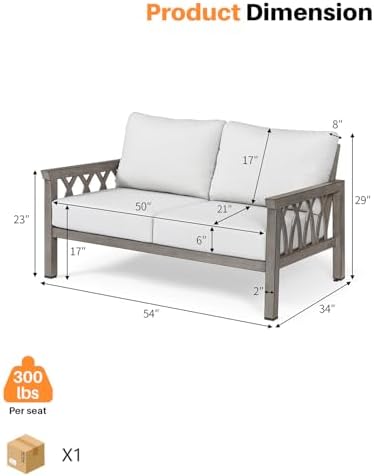 Outdoor Aluminum Loveseat Sofa, 2-Seat Patio Sofa - Image 3
