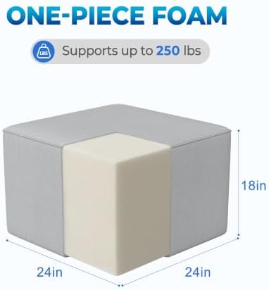 Square Outdoor Ottoman Pouf, Light Gray - Image 2