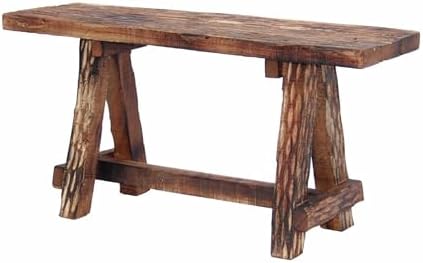 The Urban Port Wooden Garden Patio Bench, Cappuccino Brown - Image 5