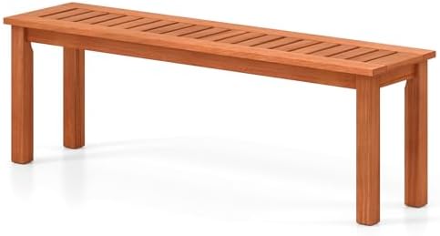 Tangkula 47 Inch Patio Wood Bench, 2-Person Backless Bench by TANGKULA