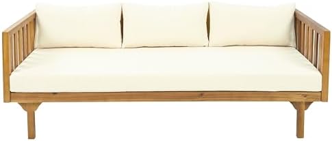 3 Seater Outdoor Patio Sofa, Natural Acacia Wood Frame - Image 3