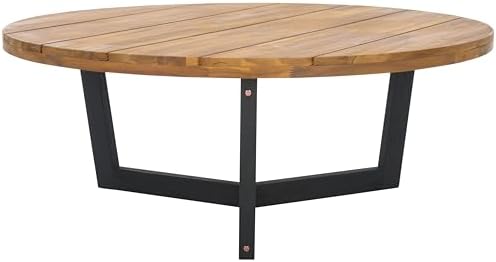 SAFAVIEH Outdoor Leo Wood Coffee Table, 39.4" Natural/Black PAT7319B by Unknown