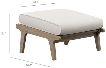 Modway Saratoga Teak Outdoor Patio Ottoman in Weathered Gray Pebble – Outdoor - Image 3