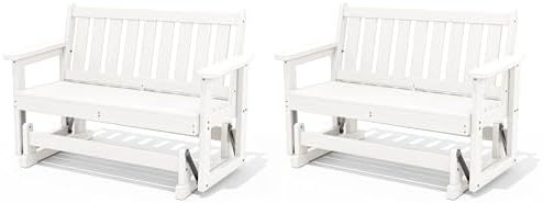 SERWALL HDPE Outdoor Glider Bench Set of 2, All Weather, 660lbs Cap by SERWALL