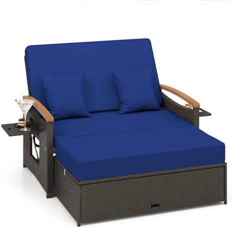 HAPPYGRILL Outdoor Wicker Sofa Daybed, Rattan Sunbed by HAPPYGRILL