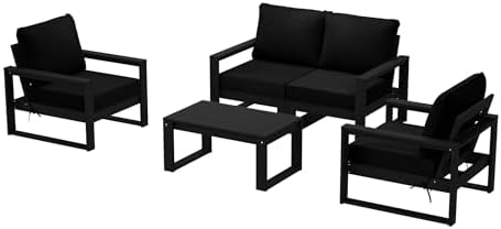 Rockaway 5-Piece Modern HDPE Outdoor Patio Furniture Sofa Conversation Set by Costaelm