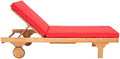 SAFAVIEH Outdoor Newport Wood Chaise Lounge, 28.8" Natural/Red PAT7022R by Unknown