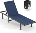 Lounge Chair Outdoor with Wheels, Aluminum Pool Lounge Chairs with 5 Adjustable by Oasbira