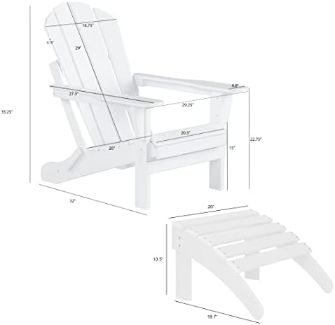 Malibu Outdoor Lounge Chair Set, 4-Pieces Adirondack Chair Set of 2 - Image 3