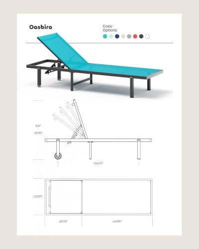 Outdoor Lounge Chair Set of 4, Aluminum Pool Lounge Chairs - Image 2