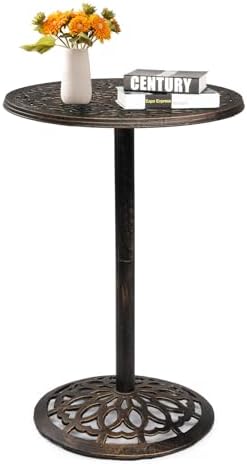 VINGLI 40" Outdoor Bar Table, High Top Table, Cast Aluminum Outdoor Pub Table by VINGLI