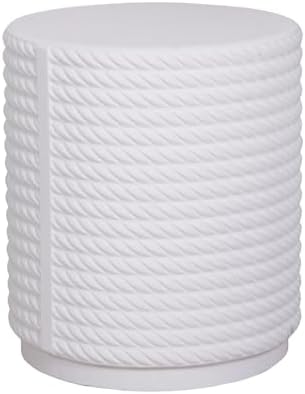 Afterglow Outdoor Round Side Table, 14.6" Retro Modern Fluted Accent End Table by Afterglow