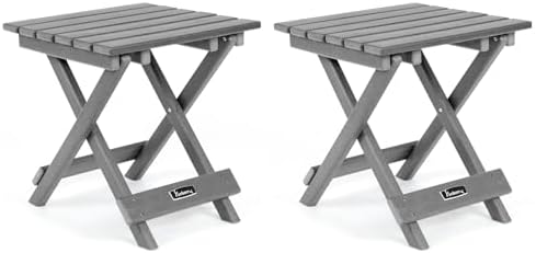FUNBERRY Outdoor Folding Adirondack Side Table Set of 2, Patio End Table by FUNBERRY