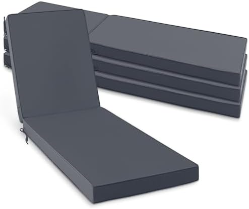 Outdoor Chaise Lounge Cushions Set of 4, Dark Grey by SUMMSUN