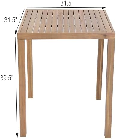 Christopher Knight Home Gree Acacia Wood Outdoor Bar Table, Wooden Patio Bar - Image 2